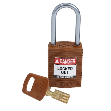 Brady Padlock, Keyed Different, Nylon, Brown CPT-BRN-38AL-KD